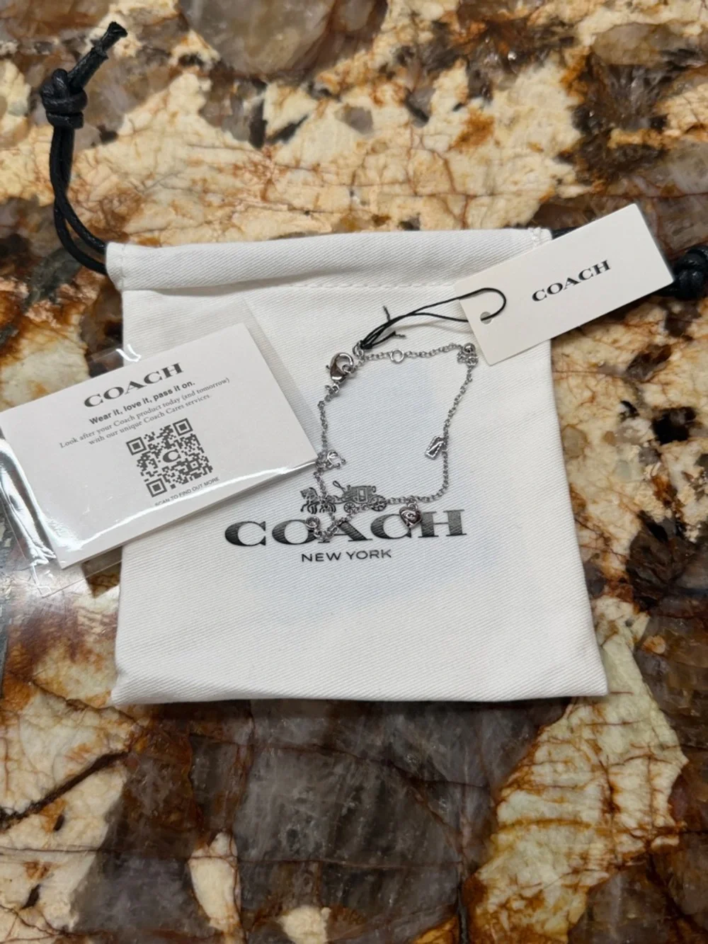 Coach Silver Plated Adjustable Clasp Charm Bracelet NWT - Picture 3 of 5